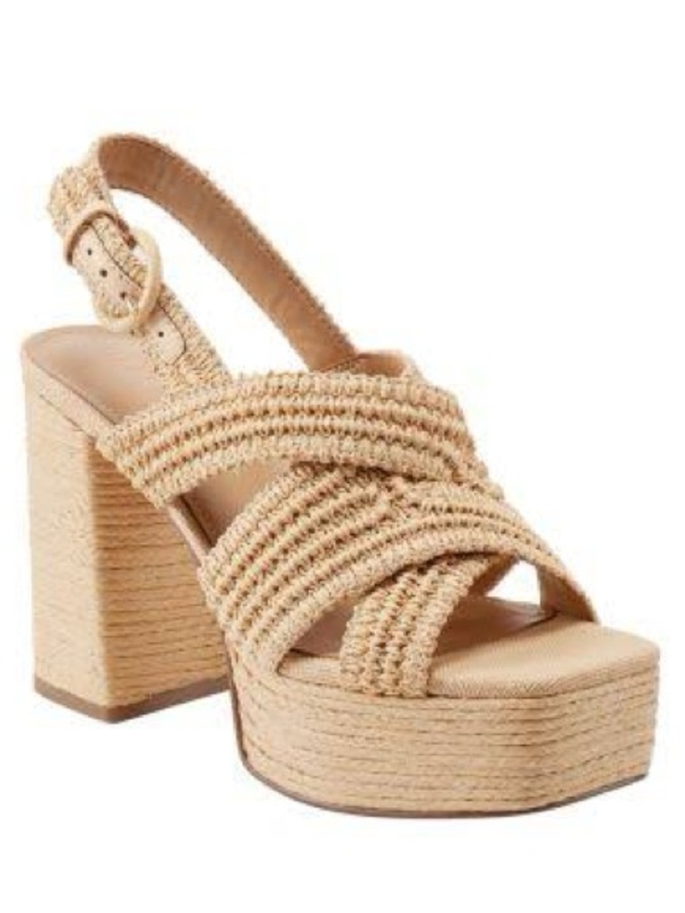 Marc Fisher Woven Platform Sandals in Natural Tan - Picture 2 of 9
